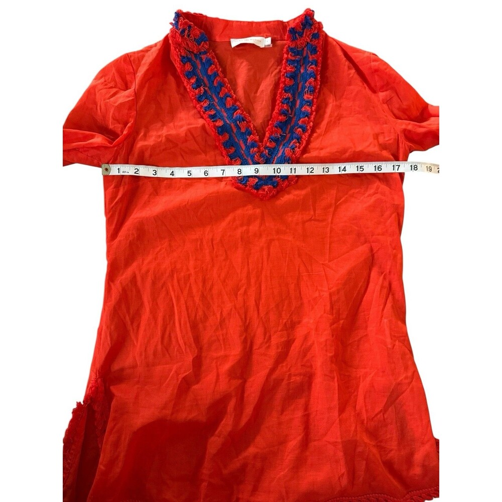 Tory Burch Samba Boho Colorful Fringe Tunic Top Embroidered Resortwear Size 4 - Picture 3 of 7